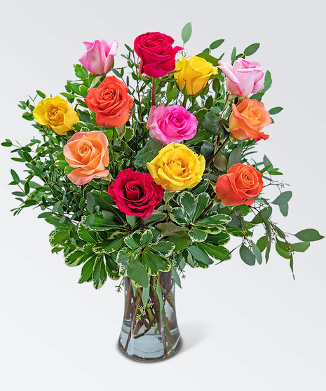One Dozen Mixed Color Roses