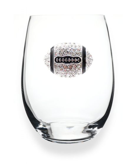 Queen's Jewels Stemless wine glass with unique rhinestone deisgns