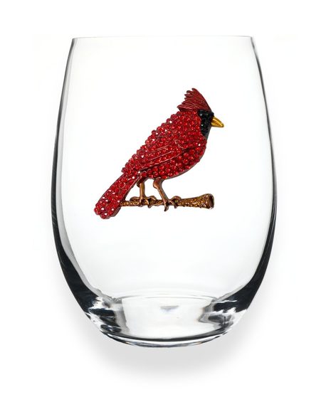 Queen's Jewels Stemless wine glass with unique rhinestone deisgns