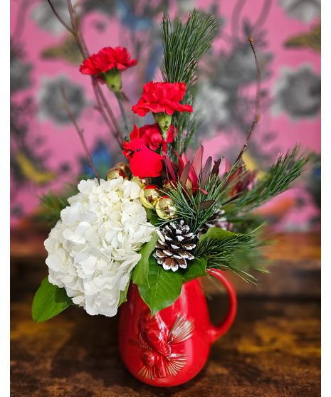 Cardinal's Cozy Christmas Pitcher
