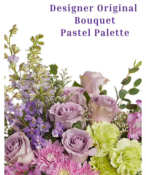 Flower arrangement featuring soft pastel colors