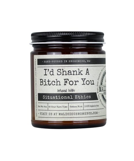 Malicous Women soy candles in apothocary style jars