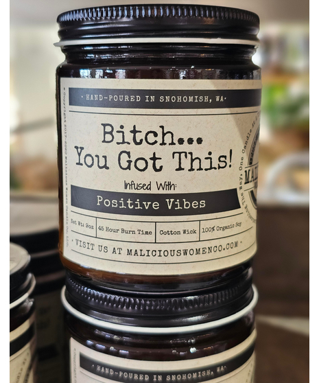 Malicous Women soy candles in apothocary style jars