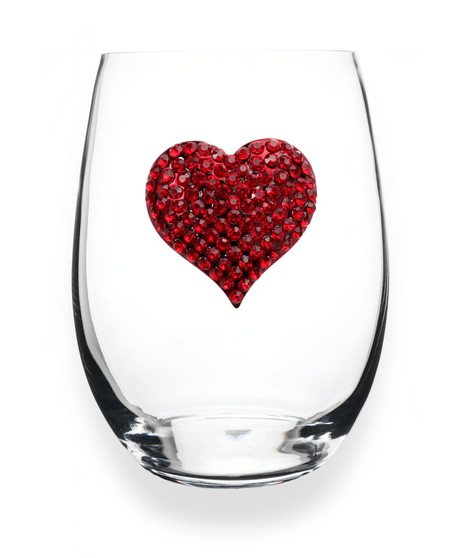 Queen's Jewels Stemless wine glass with unique rhinestone deisgns
