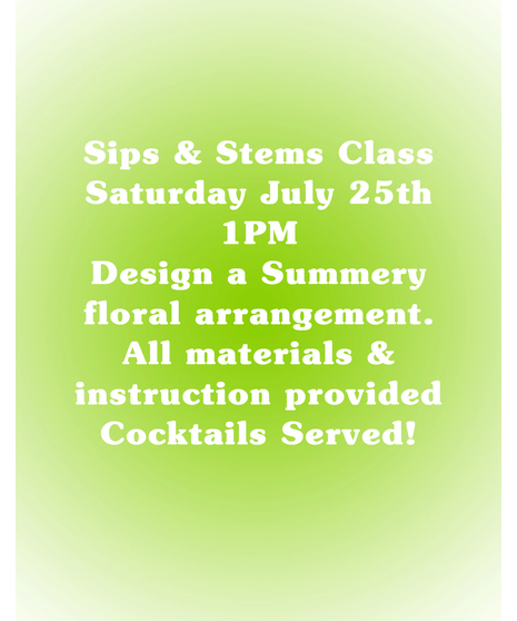 Good drinks, gorgeous bloJoin us for Sip & Stem! Learn the art of summer floral design while enjoying a refreshing handcrafted seasonal cocktail. Reserve your spot today