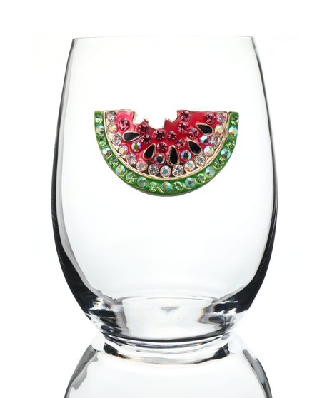 The Queens Jewels Watermelon Jeweled Stemless Wine Glass